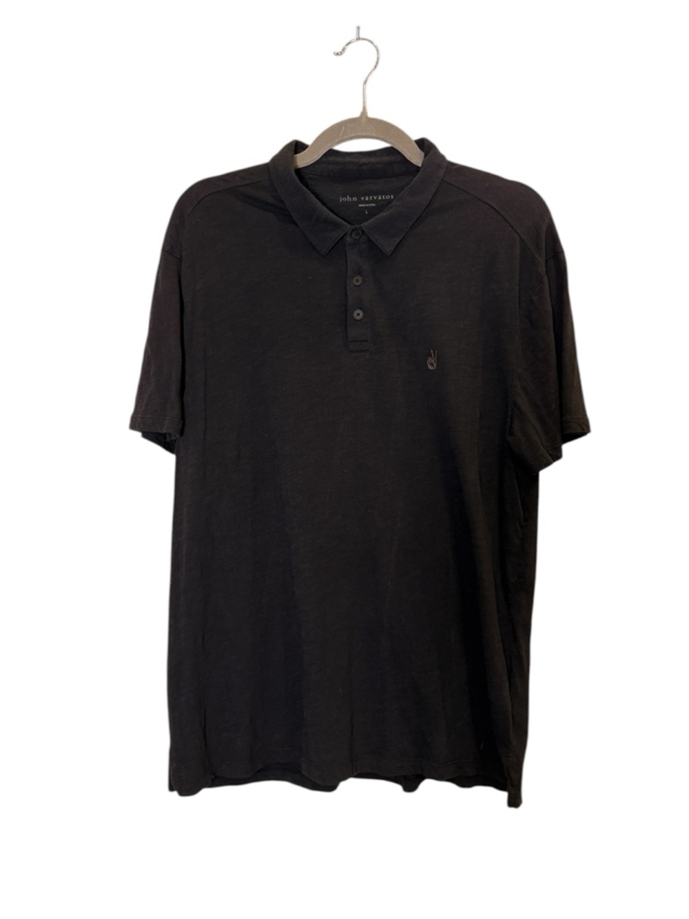 John Varvatos Men’s Cotton Blokecore Gray Short-Sleeve Polo Shirt sz L